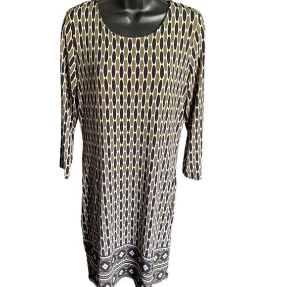 Michael Kors Green and Blue 3/4 Sleeve Shift Dress Size 8 - Picture 1 of 9